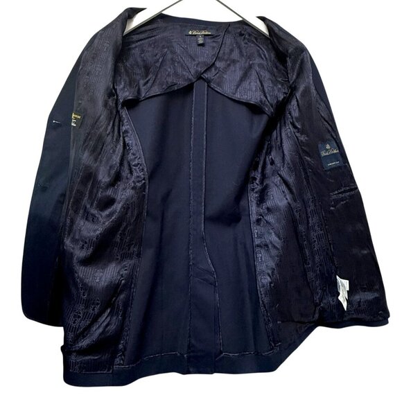 BROOKS BROTHERS Womens Blazer Size 10 Navy Blue Size Cotton Chino Classic Preppy - Picture 6 of 13